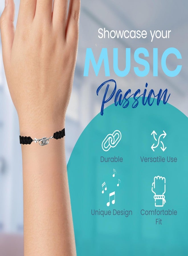 Infinity Collection Trumpet Bracelet for Musicians - Adjustable Black Braided Cord with Silver Trumpet Charm - Band Jewelry Gift for Trumpet Players, Teachers, Marching Band, and Music Lovers - Image 3