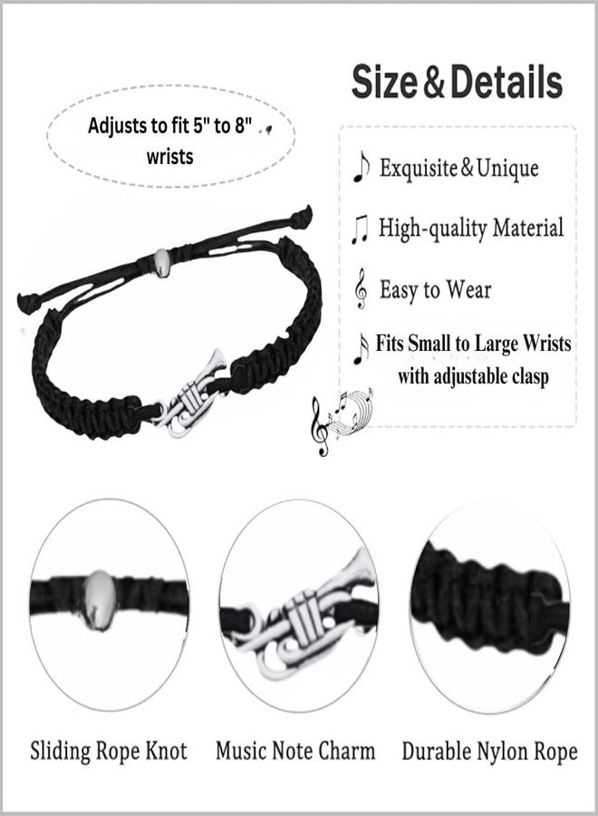 Infinity Collection Trumpet Bracelet for Musicians - Adjustable Black Braided Cord with Silver Trumpet Charm - Band Jewelry Gift for Trumpet Players, Teachers, Marching Band, and Music Lovers - Image 5