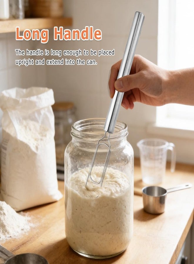 WeiLingBo Danish Dough Whisk for Sourdough Starter,with Dough Scraper,Stainless Steel Dutch Whisk,Sourdough Whisk for Baking,Sourdough, Pizza,Pastry Baking,Reaching Bottom of Jar - Image 3