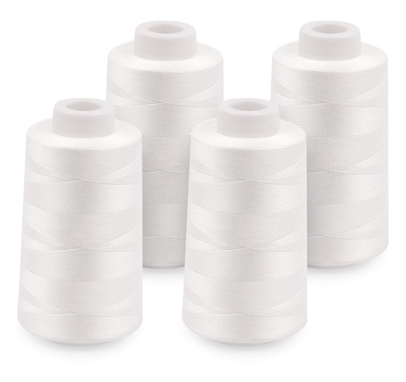 StiVerse 4 Pack White Sewing Thread Serger Thread Cones of 3000 Yards Each All Purpose Polyester Sewing Serger Quilting Piecing Overlock Machine - Image 2