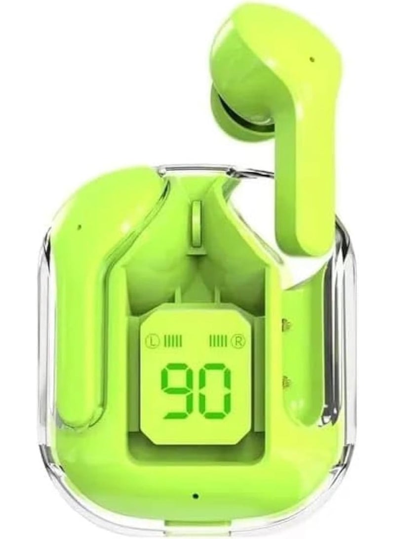 ACEFAST HY Crystal-T6 Earbuds With LED Display Gaming Headphones Portable Stereo HD Sound Microphone Crystal Case  Noise Cancellation With Charging(green) - Image 1