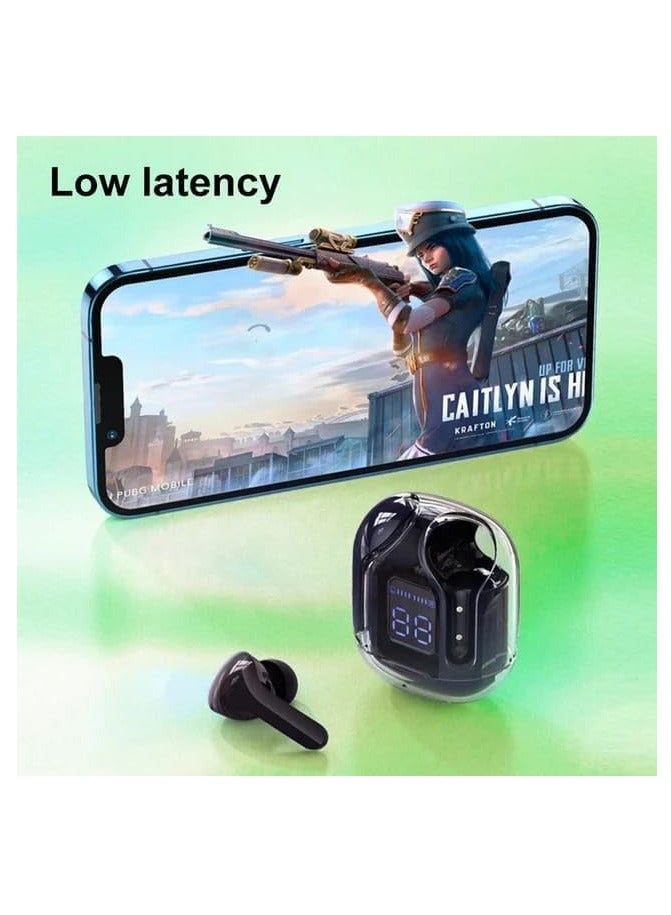 ACEFAST HY Crystal-T6 Earbuds With LED Display Gaming Headphones Portable Stereo HD Sound Microphone Crystal Case  Noise Cancellation With Charging(green) - Image 5