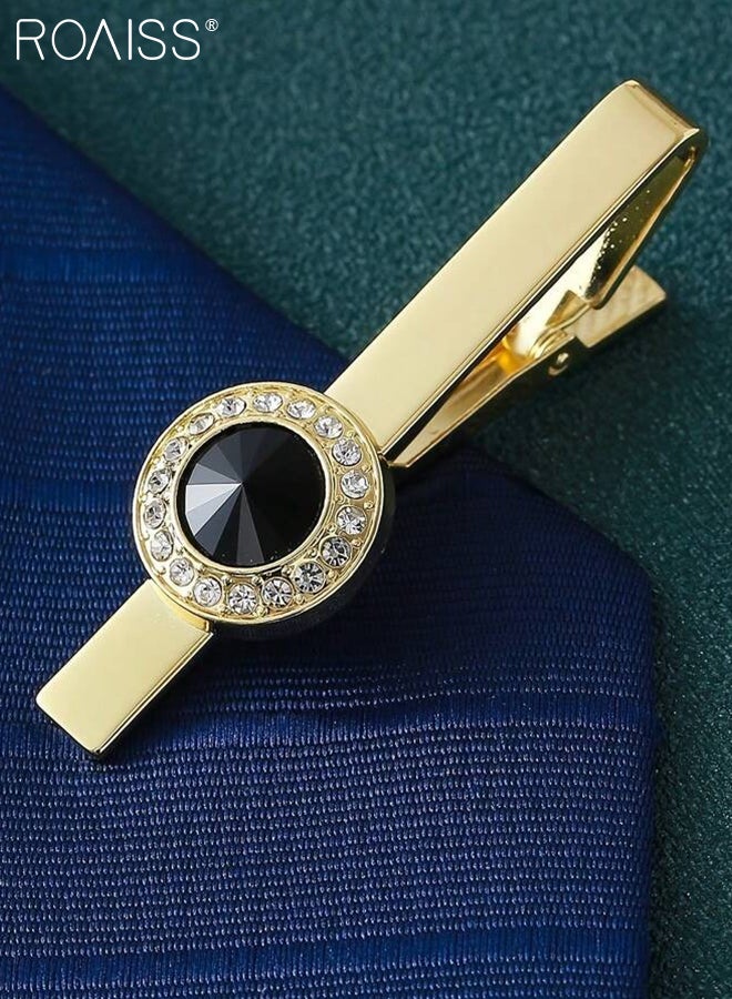 roaiss Men's Tie Clip and Cufflinks Set, Stylish Gold Rhinestone Formal Shirt Tie Clip, Simple Shining Cufflinks, Suitable for Men Daily Wear Enhancing Style and Elegance - Image 4