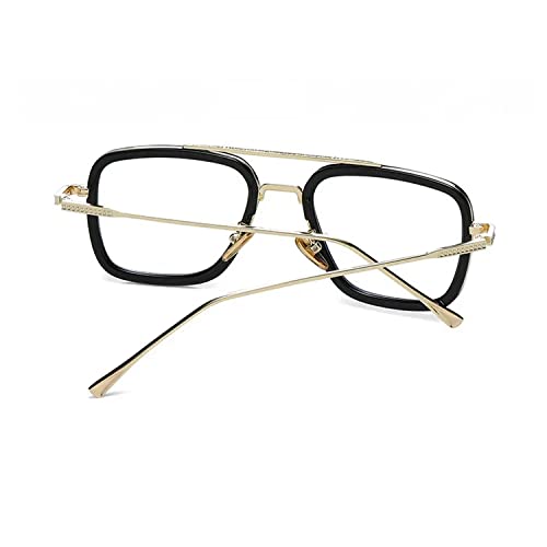 Dervin Blue Light Blocking Blue Cut Zero Power anti-glare Retro Square Eyeglasses, Frame for Eye Protection from UV by Computer/Tablet/Laptop/Mobile (Golden-Clear) - Image 3