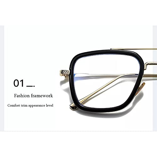 Dervin Blue Light Blocking Blue Cut Zero Power anti-glare Retro Square Eyeglasses, Frame for Eye Protection from UV by Computer/Tablet/Laptop/Mobile (Golden-Clear) - Image 5