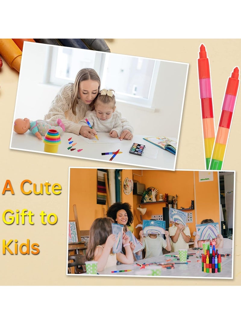 24 Pieces Stacking Crayons Buildable Crayons,Colorful Stackable Crayons Rainbow Crayons,Stackable Colored Pencils Crayon Party Favors for Kids Writing,Drawing,Coloring,Office School Supplies,12 Colors - Image 3