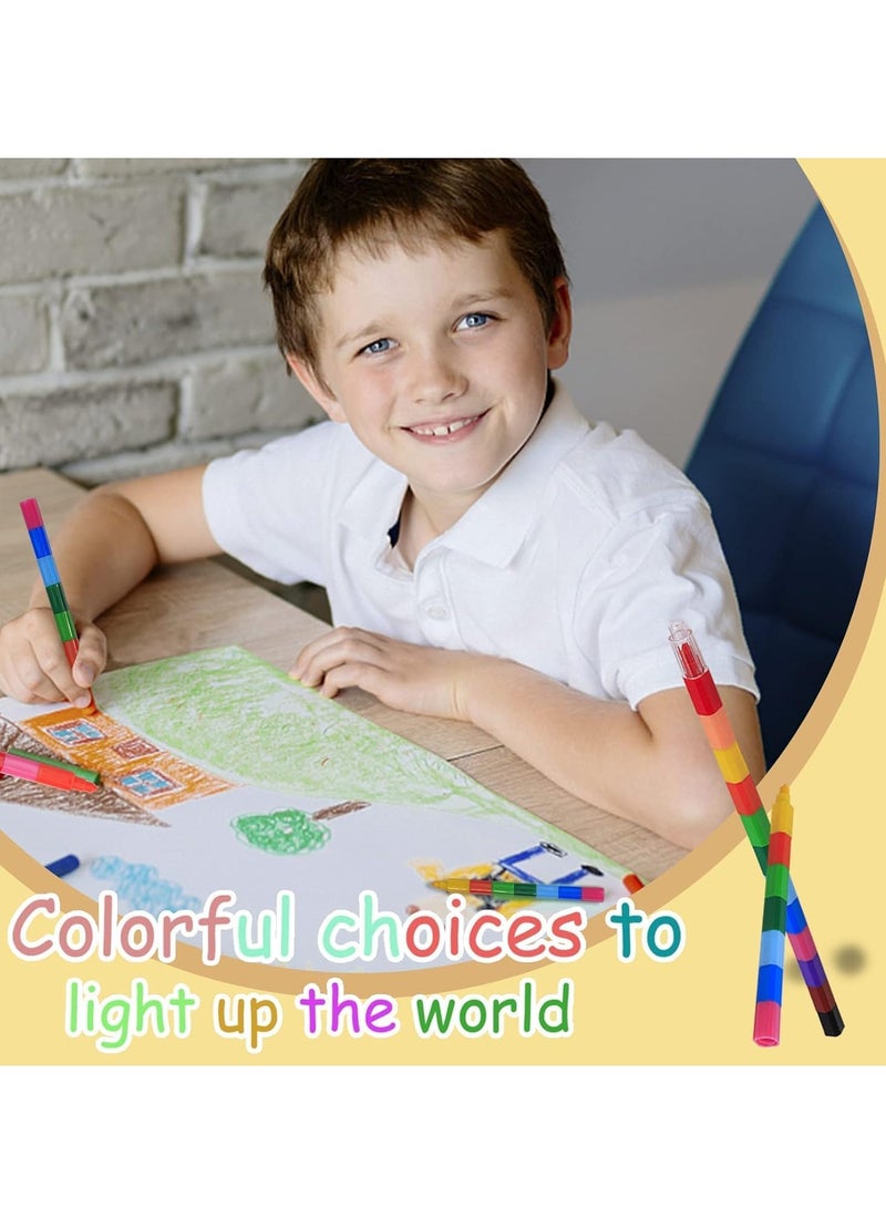 24 Pieces Stacking Crayons Buildable Crayons,Colorful Stackable Crayons Rainbow Crayons,Stackable Colored Pencils Crayon Party Favors for Kids Writing,Drawing,Coloring,Office School Supplies,12 Colors - Image 4