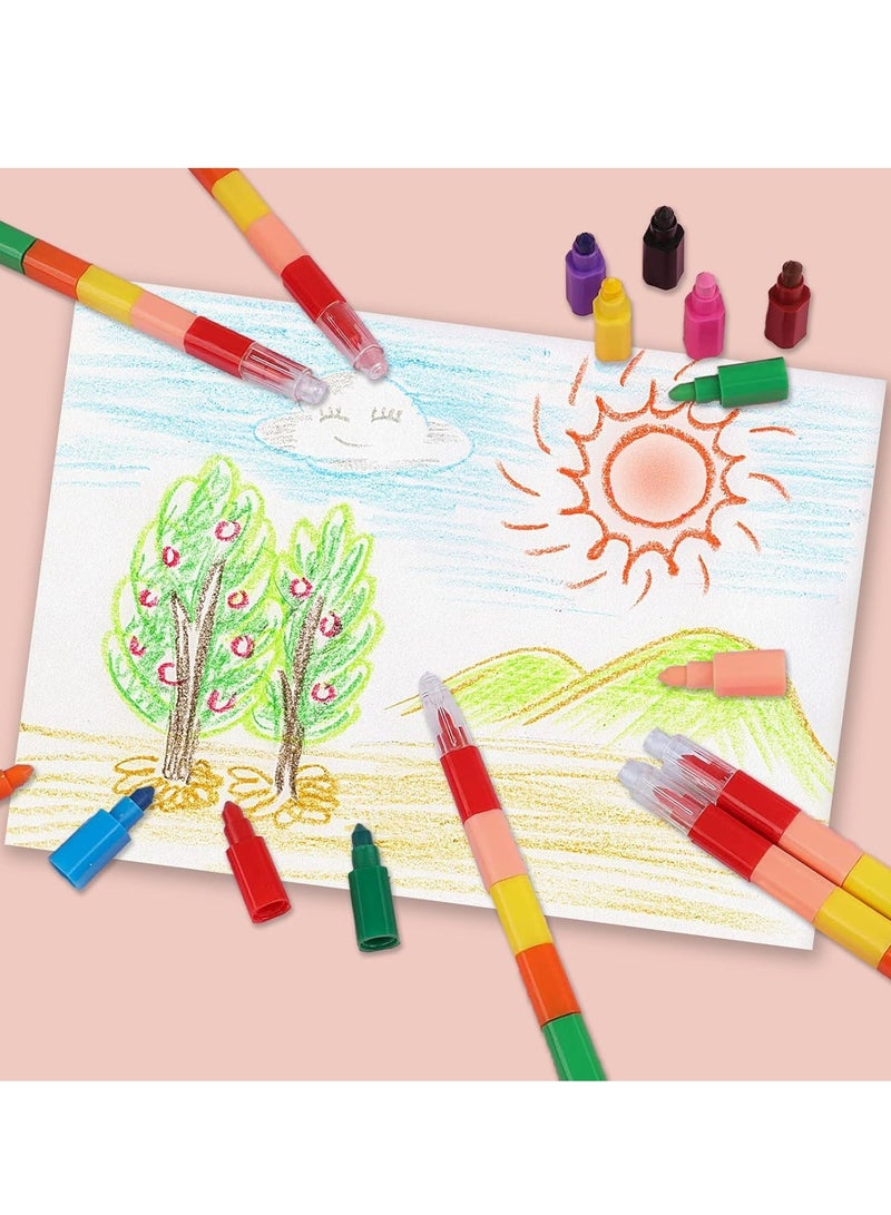 24 Pieces Stacking Crayons Buildable Crayons,Colorful Stackable Crayons Rainbow Crayons,Stackable Colored Pencils Crayon Party Favors for Kids Writing,Drawing,Coloring,Office School Supplies,12 Colors - Image 5