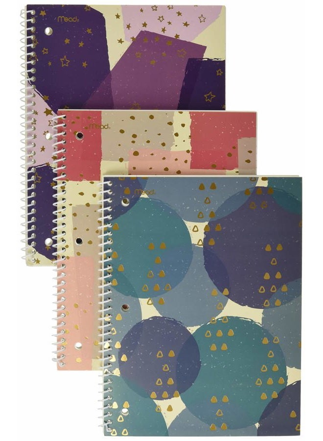 Mead Spiral Notebooks, 1 Subject, College Ruled Paper, 70 Sheets, 10-1/2" x 7-1/2", Shape It Up, Design May Vary, 3 Pack (38191) - Image 2