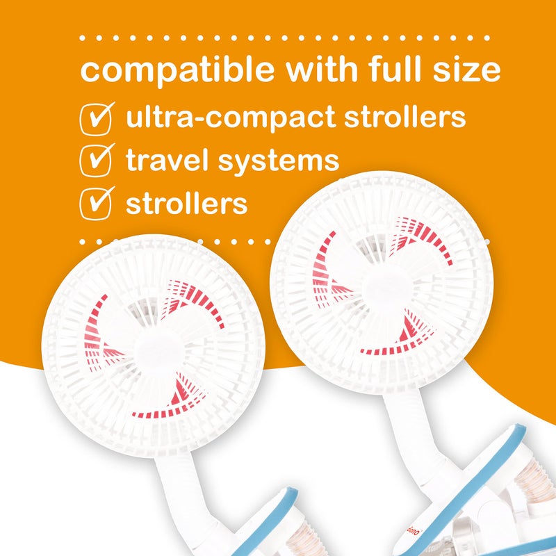 Diono Stroller Fans, Pack of 2 Clip On Baby Safe Stroller Fans with Flexible Neck for Perfect Angle, Universal Fit with Most Strollers - Image 5