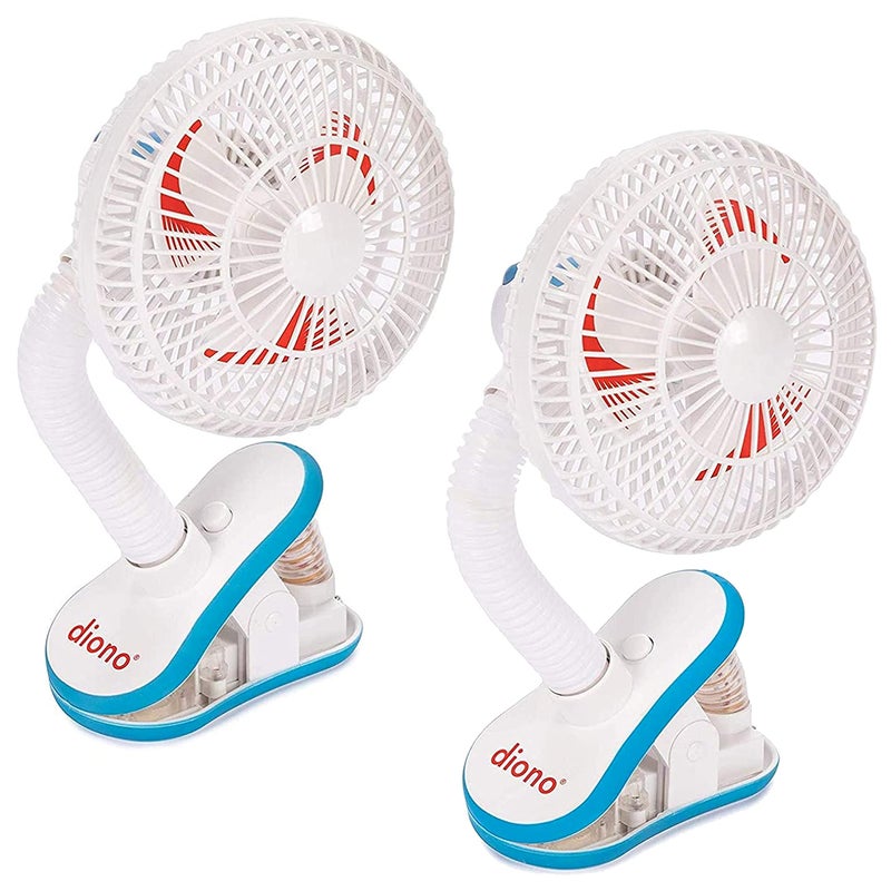 Diono Stroller Fans, Pack of 2 Clip On Baby Safe Stroller Fans with Flexible Neck for Perfect Angle, Universal Fit with Most Strollers - Image 1