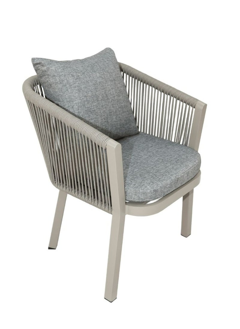 Swin Furniture - Swin Modern Patio Outdoor Aluminum And Rope Dining Chair with  Cushions Grey - Image 1