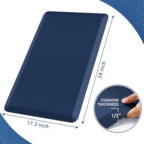 KitchenClouds Kitchen Mat Cushioned Anti Fatigue Rug 17.3"x28" Water Resistant Non Slip Standing Desk Mat Comfort Floor Mats for Kitchen House Sink Office (Blue) - Image 2