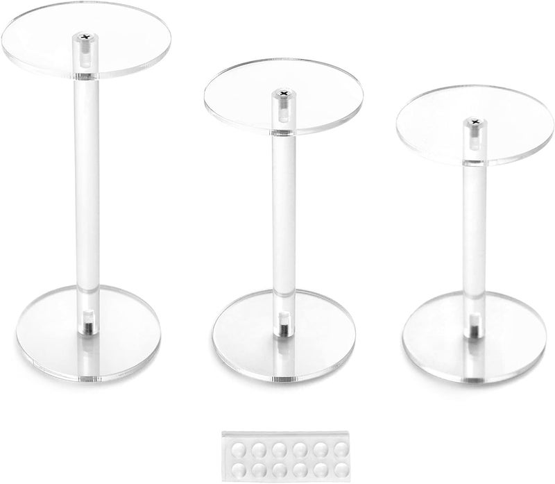 QWORK Round Acrylic Display Stand, Premium Clear Round Riser Stands, Set of 3 - Image 1