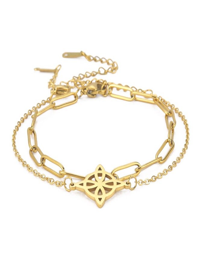 TEAMER Witches Knot Bracelet Stainless Steel Celtic Knot Wiccan Symbol Layered Bracelet Adjustable Charm Bracelet for Women - Image 1