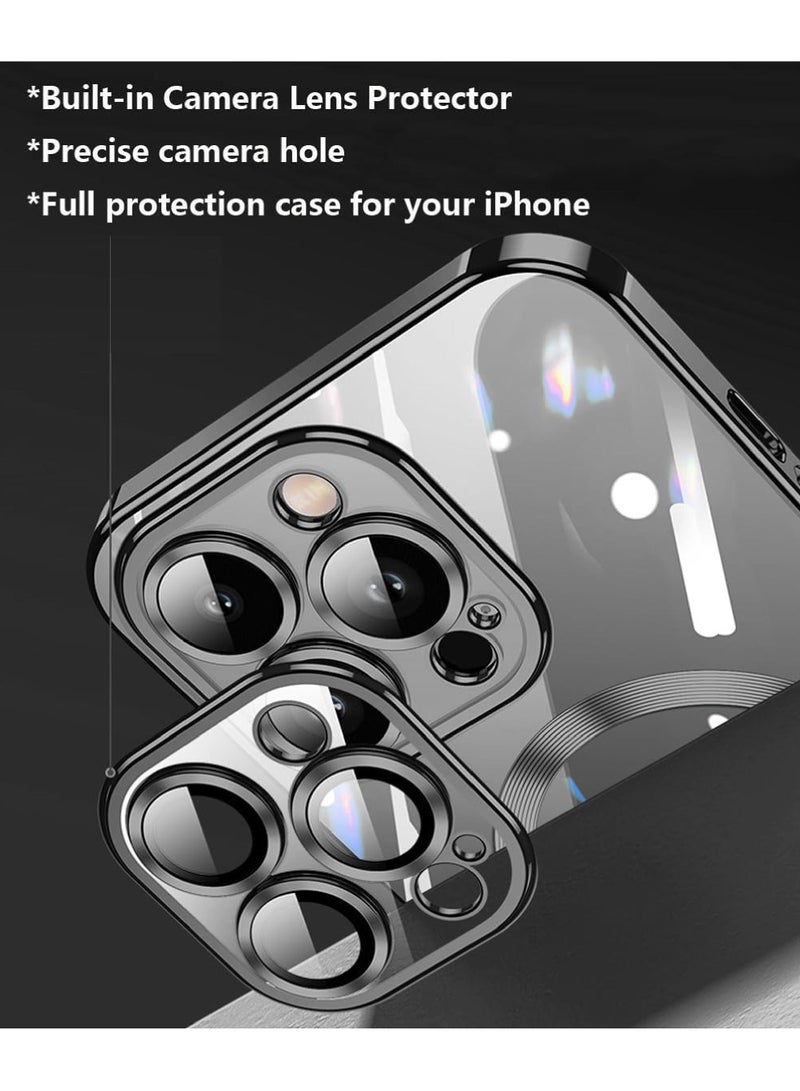 Rock Pow For iPhone 15 Pro Max Case with Integrated Camera Lens Protection [Seamless Work with Magsafe] [Metallic Glossy Soft Bumper] Diamond Clear Stylish Case for iPhone 15 Pro Max Black Titanium - Image 5