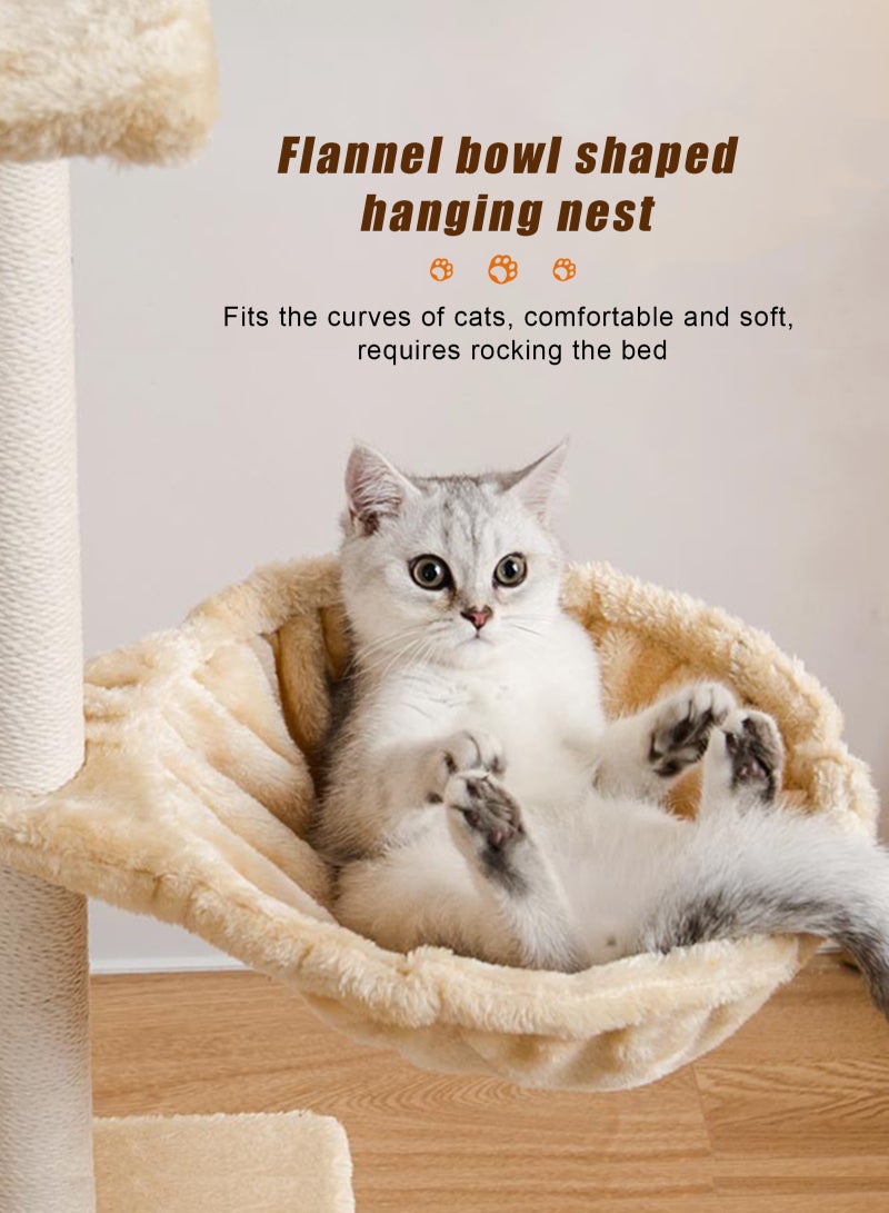 URbazaar Multi-Level Cat Tree Tower - Large Cat Condo with Space Capsule Nest, Sisal Covered Scratching Post, and Ladder for Indoor Cats (White/Black) - Image 5