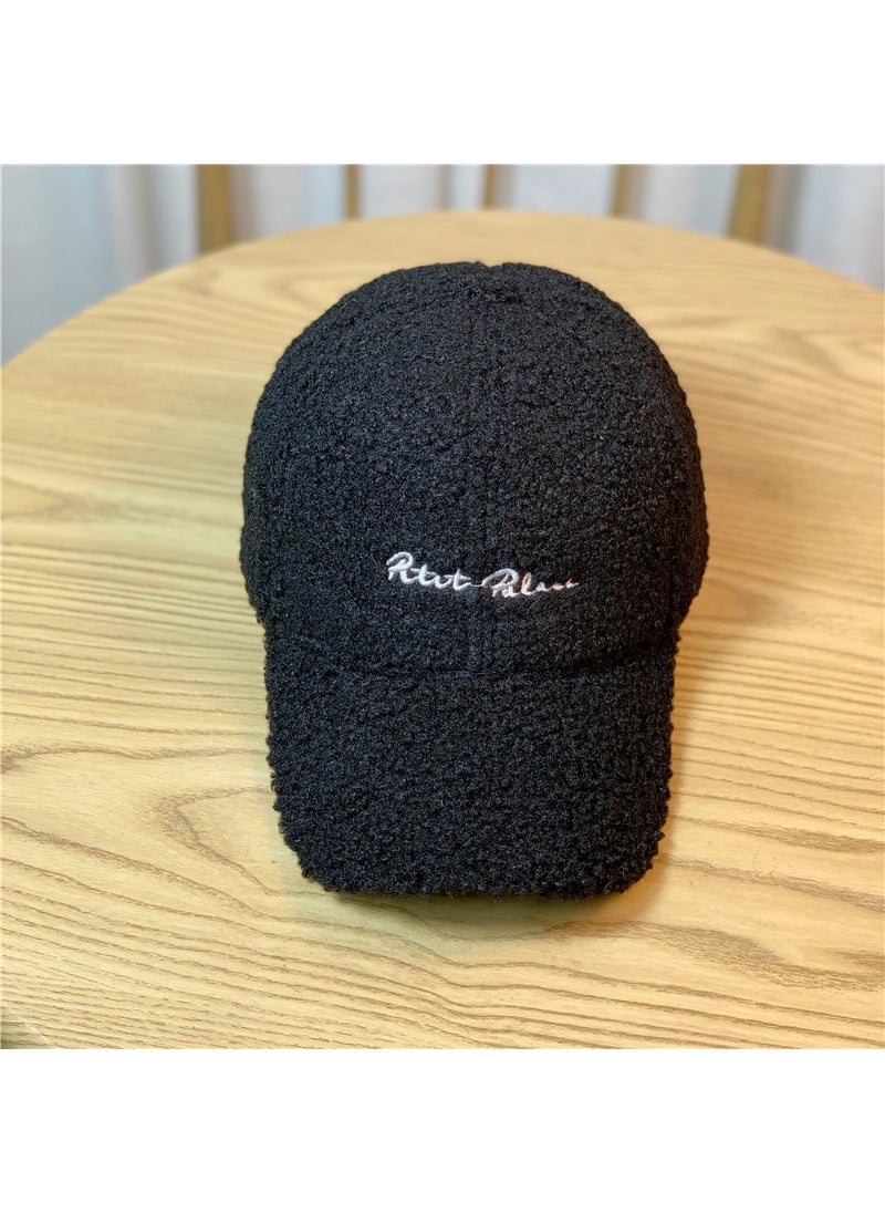Generic - Ladies Fashion Plush Baseball Cap Winter Black - Image 1