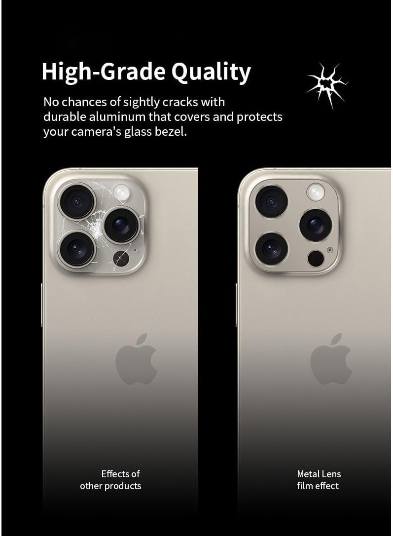 ELTRAZONE Camera Lens Protector for iPhone 15 Pro/15 Pro Max, [2 Pack] [Anti-Fall] [Not fall off] 360°Protection Camera Lens Protector Ring Cover -Gold - Image 5