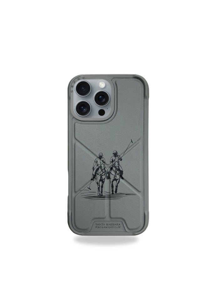 Santa Barabara Polo Santa Barbara Marion Series Leather Case iPhone 16 Pro Max -Grey - Image 5
