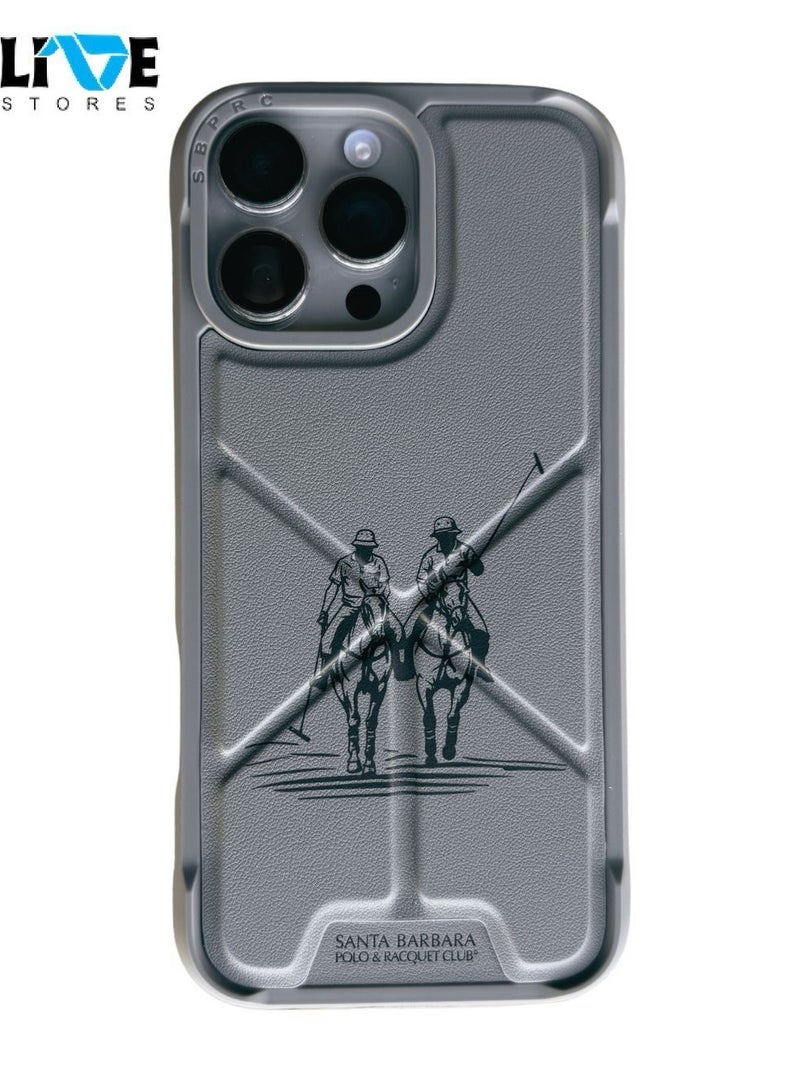 Santa Barabara Polo Santa Barbara Marion Series Leather Case iPhone 16 Pro Max -Grey - Image 1