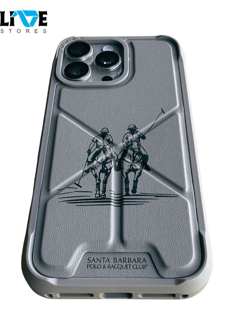 Santa Barabara Polo Santa Barbara Marion Series Leather Case iPhone 16 Pro Max -Grey - Image 3