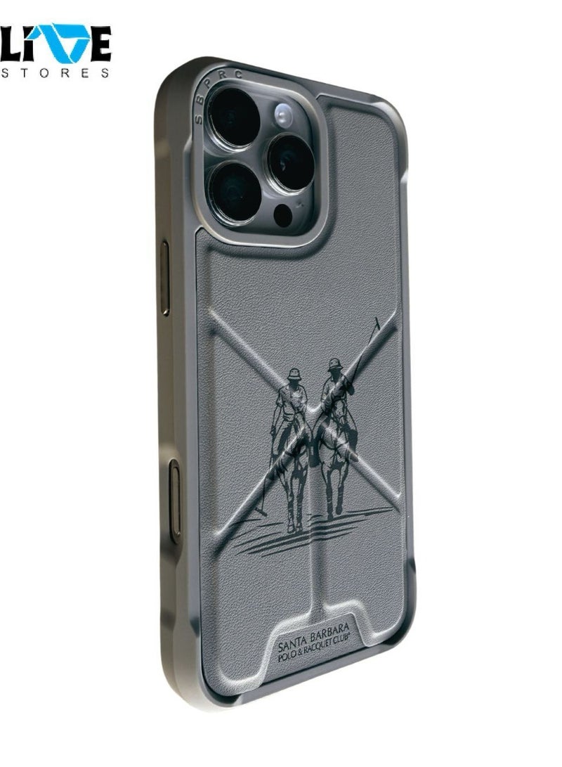 Santa Barabara Polo Santa Barbara Marion Series Leather Case iPhone 16 Pro Max -Grey - Image 4