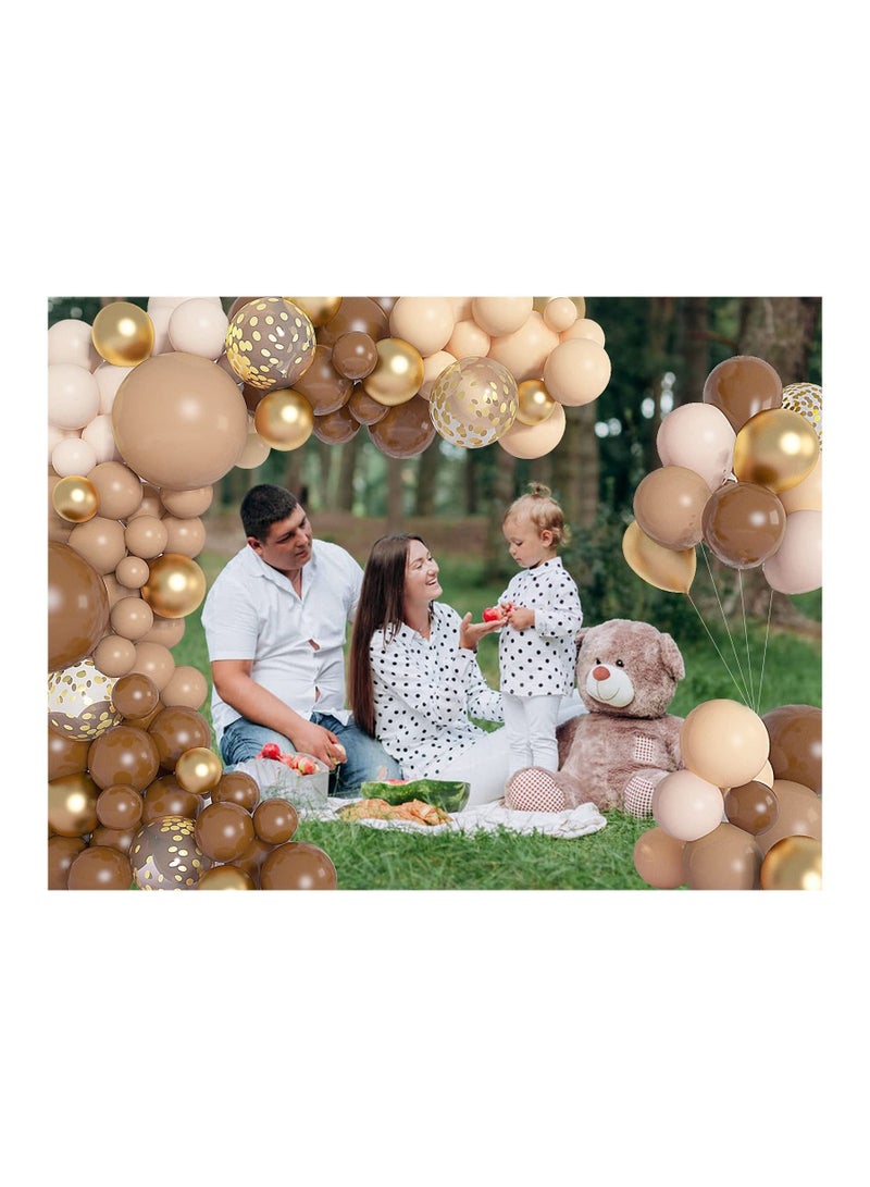 NIBEMINENT Brown Balloons Garland Arch Kit, 150Pcs Balloon Including Nude Blush Tan Neutral Beige Gold for Woodland Teddy Bear Baby Shower Jungle Safari Birthday Party Decorations - Image 5