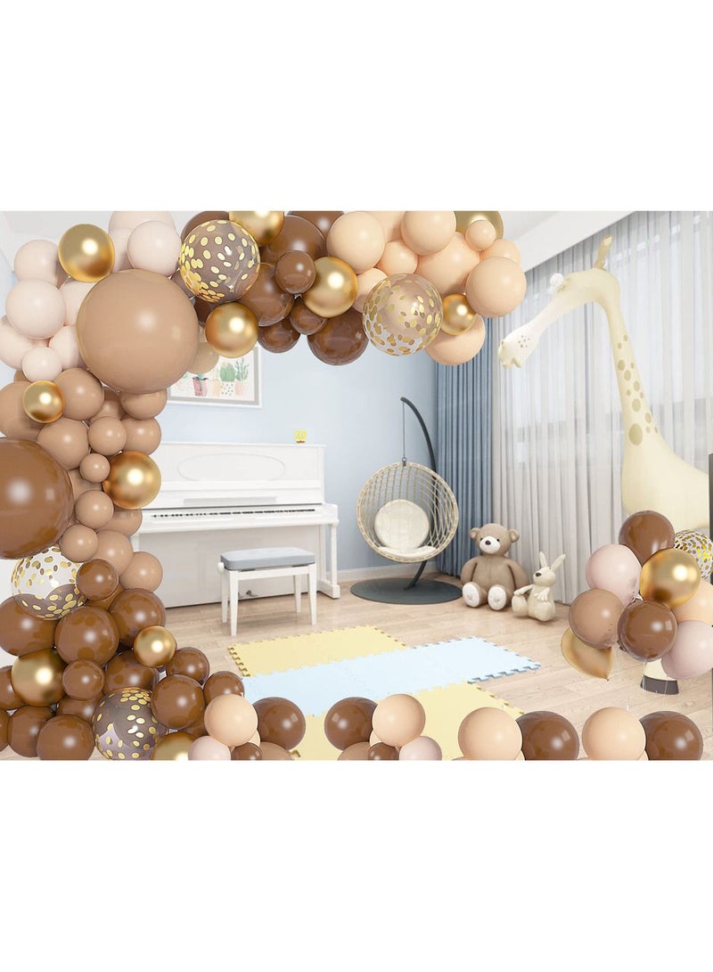 NIBEMINENT Brown Balloons Garland Arch Kit, 150Pcs Balloon Including Nude Blush Tan Neutral Beige Gold for Woodland Teddy Bear Baby Shower Jungle Safari Birthday Party Decorations - Image 3