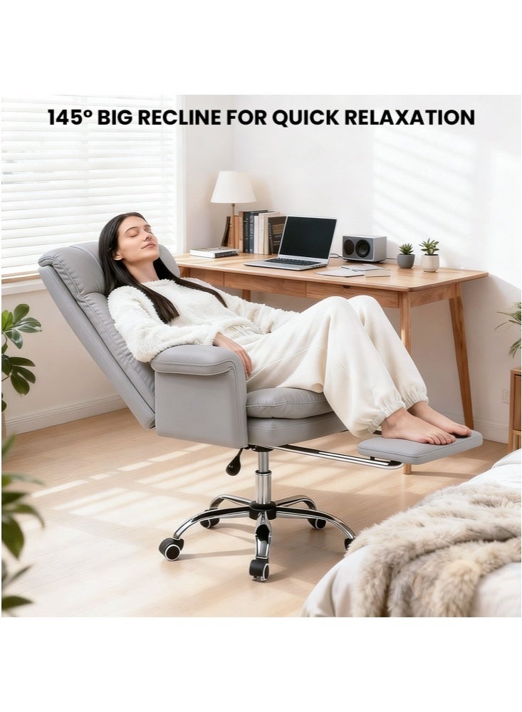GGEROU Executive Swivel Chair, Ergonomic Desk Chair with Rocking Function, Comfortable Home Office Chair,Grey - Image 5