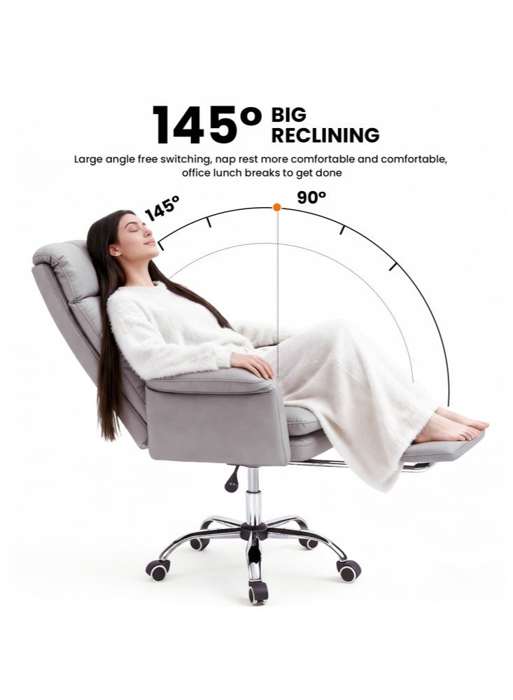 GGEROU Executive Swivel Chair, Ergonomic Desk Chair with Rocking Function, Comfortable Home Office Chair,Grey - Image 3