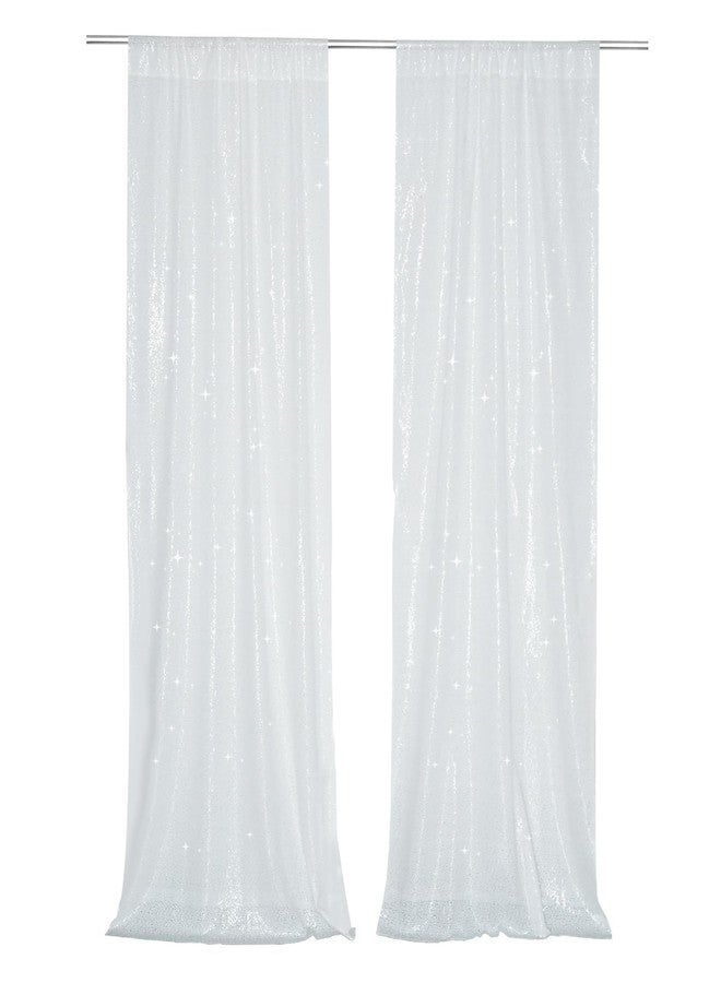 PartyDelight White Sparkly Sequin Backdrop Curtains 2FT X 8FT 2 Panels for Wedding Party Room Decorations Events - Image 2