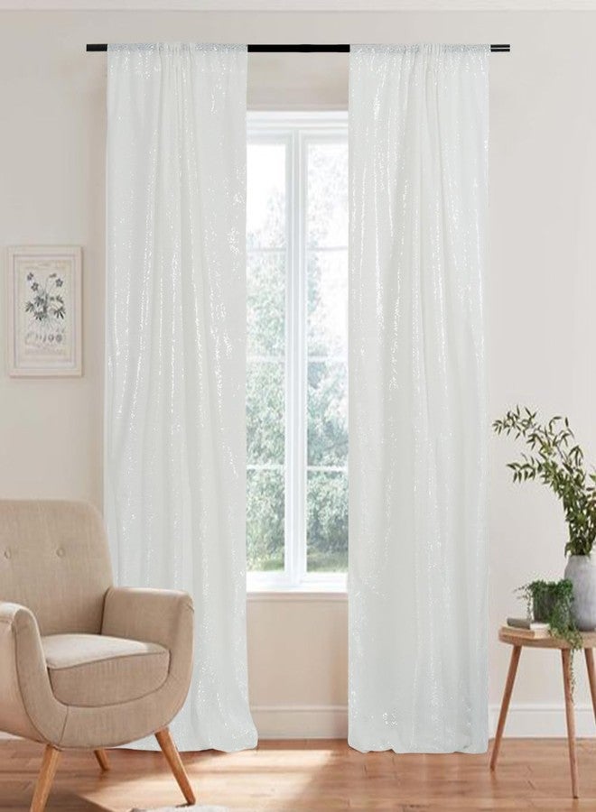 PartyDelight White Sparkly Sequin Backdrop Curtains 2FT X 8FT 2 Panels for Wedding Party Room Decorations Events - Image 5