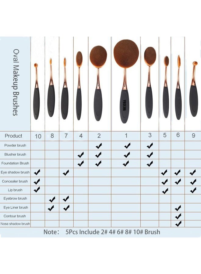 Yoseng Oval Foundation Brush 5 Pcs Toothbrush makeup brushes Fast Flawless Application Liquid Cream Powder Foundation - Image 2
