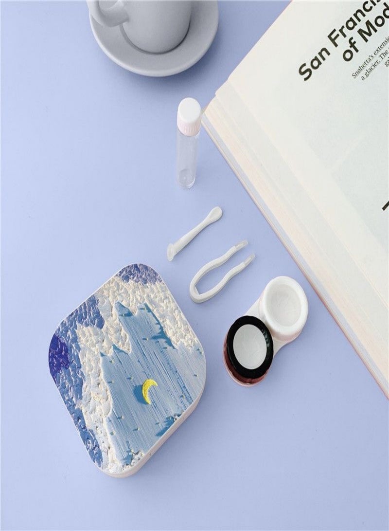 2(Pack)Mini Protective Contact Lens Case，Creative Contact Lens Case Container Portable Outdoor Mini Lens Soak Storage Kit with Mirror for Eye Care Travel Home Eyeglasses Contact Lens Case - Image 1