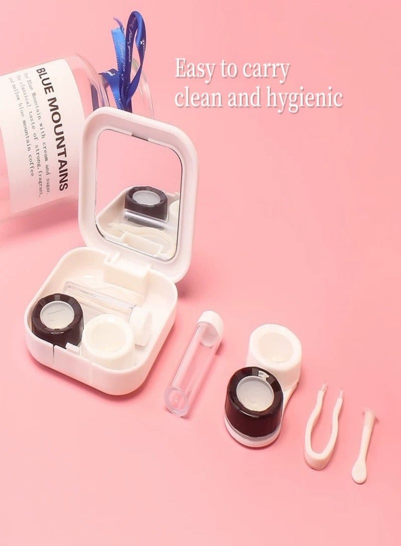 2(Pack)Mini Protective Contact Lens Case，Creative Contact Lens Case Container Portable Outdoor Mini Lens Soak Storage Kit with Mirror for Eye Care Travel Home Eyeglasses Contact Lens Case - Image 2