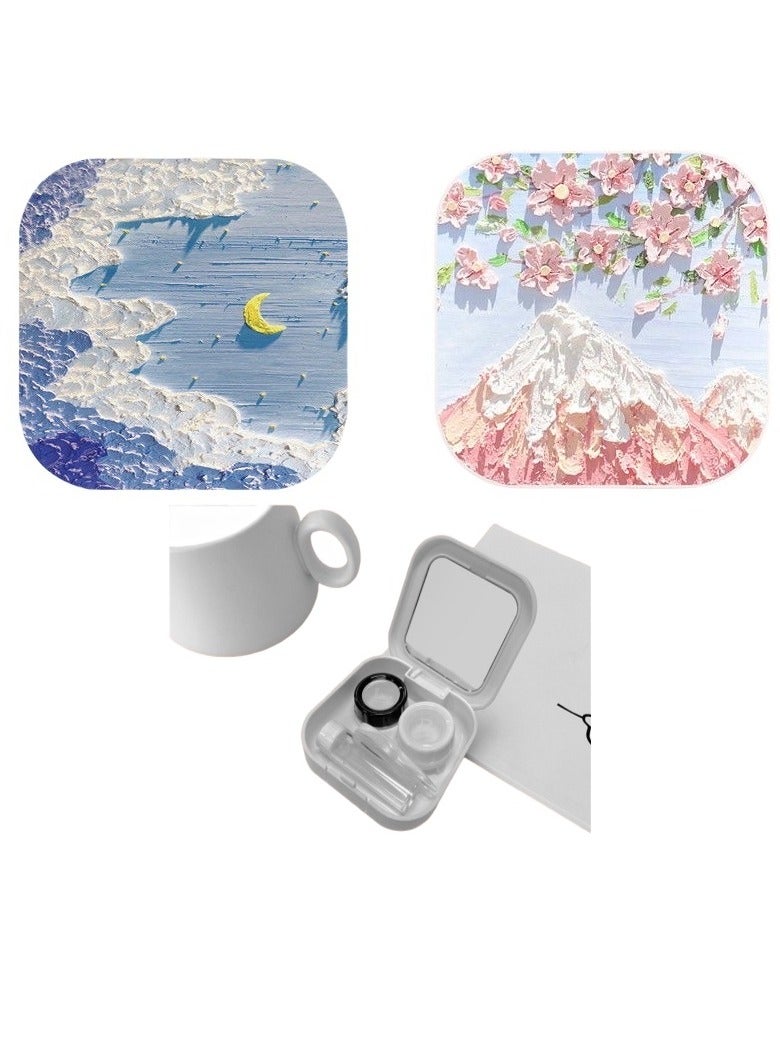2(Pack)Mini Protective Contact Lens Case，Creative Contact Lens Case Container Portable Outdoor Mini Lens Soak Storage Kit with Mirror for Eye Care Travel Home Eyeglasses Contact Lens Case - Image 4