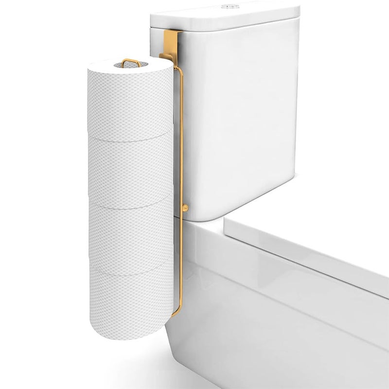 Conworld Toilet Paper Storage Wall Mount, Over The Tank Toilet Tissue Roll Holder Dispenser Reserve for Bathroom Storage and Organization, for 4 Roll Tissue, Gold, 1 Pack - Image 1