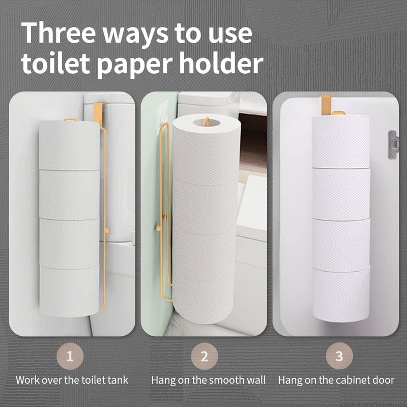 Conworld Toilet Paper Storage Wall Mount, Over The Tank Toilet Tissue Roll Holder Dispenser Reserve for Bathroom Storage and Organization, for 4 Roll Tissue, Gold, 1 Pack - Image 2