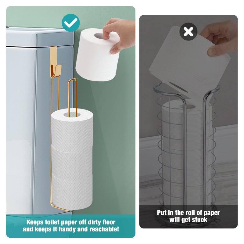 Conworld Toilet Paper Storage Wall Mount, Over The Tank Toilet Tissue Roll Holder Dispenser Reserve for Bathroom Storage and Organization, for 4 Roll Tissue, Gold, 1 Pack - Image 3