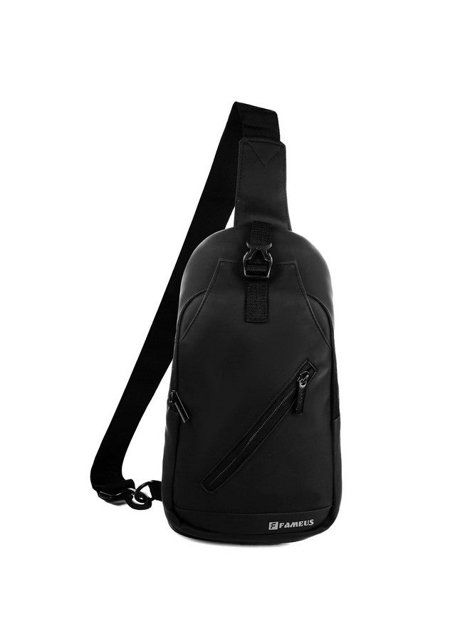 FAMEUS Unisex Sling Crossbody Chest & Shoulder Bag for Men, Women, Boys & Girls with Adjustable Strap for Comfortable Commuting Travel Outdoor Activities (Soft Touch Black) - Image 1