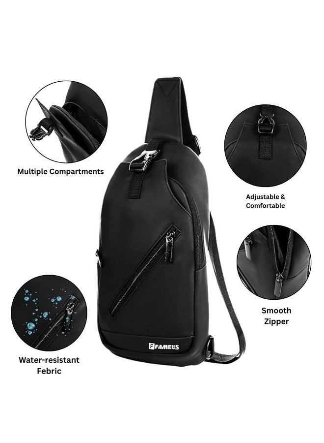 FAMEUS Unisex Sling Crossbody Chest & Shoulder Bag for Men, Women, Boys & Girls with Adjustable Strap for Comfortable Commuting Travel Outdoor Activities (Soft Touch Black) - Image 4