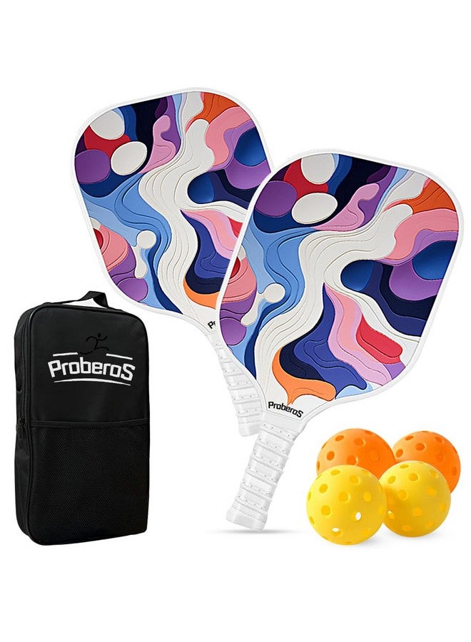 Proberos® Pickleball Paddles Set, with 4 Balls & Portable Racquet Bag, Fiberglass Lightweight Racket with Cushion Comfort Grip for Kids & Adults Outdoor Family Game Pickleball Paddles Gift for Kids - Image 1