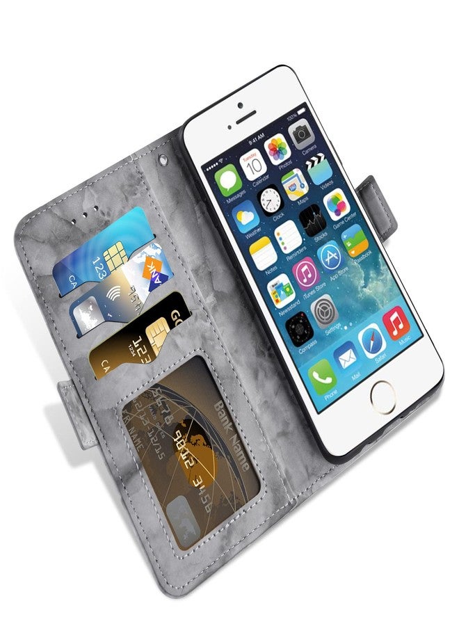 Asuwish Compatible with iPhone 5S 5 SE 2016 5SE Case and Tempered Glass Screen Protector Card Holder Kickstand Marble Wallet Phone Covers for iPhone5 iPhone5s iPhoneSE iPhone6se i 6SE iPhone5se Black - Image 4