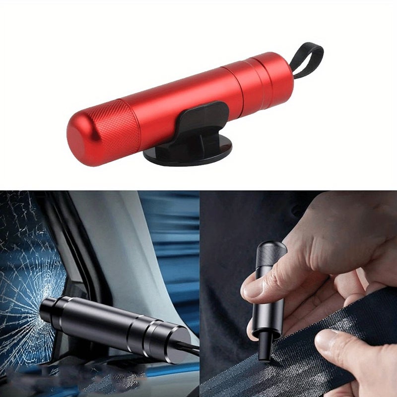 2 in 1 Car Safety Hammer Window Breaker Blue Aluminum Alloy Quick Escape Tool - Image 1