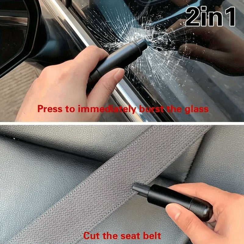 2 in 1 Car Safety Hammer Window Breaker Blue Aluminum Alloy Quick Escape Tool - Image 2
