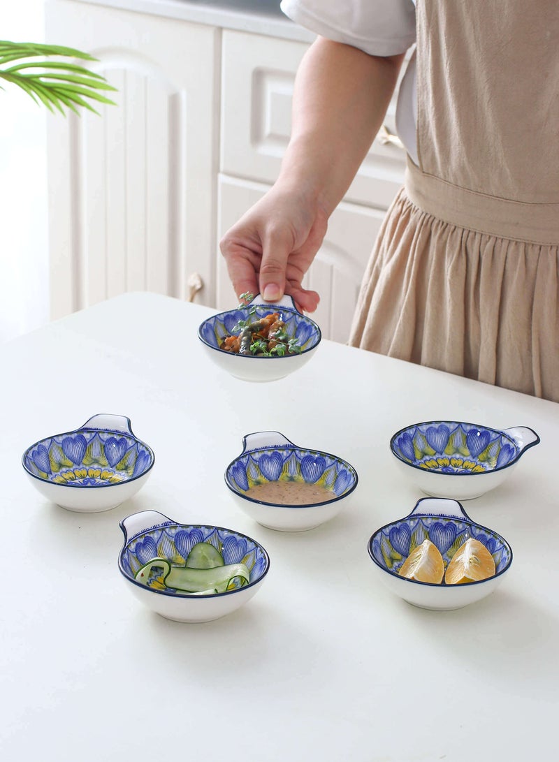 Shuer 6-Piece Hand-Painted Bowl With Handle 11.2x9.5x4cm  - Image 1