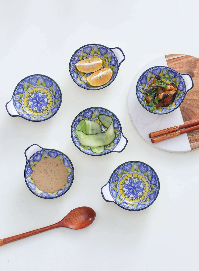 Shuer 6-Piece Hand-Painted Bowl With Handle 11.2x9.5x4cm  - Image 2