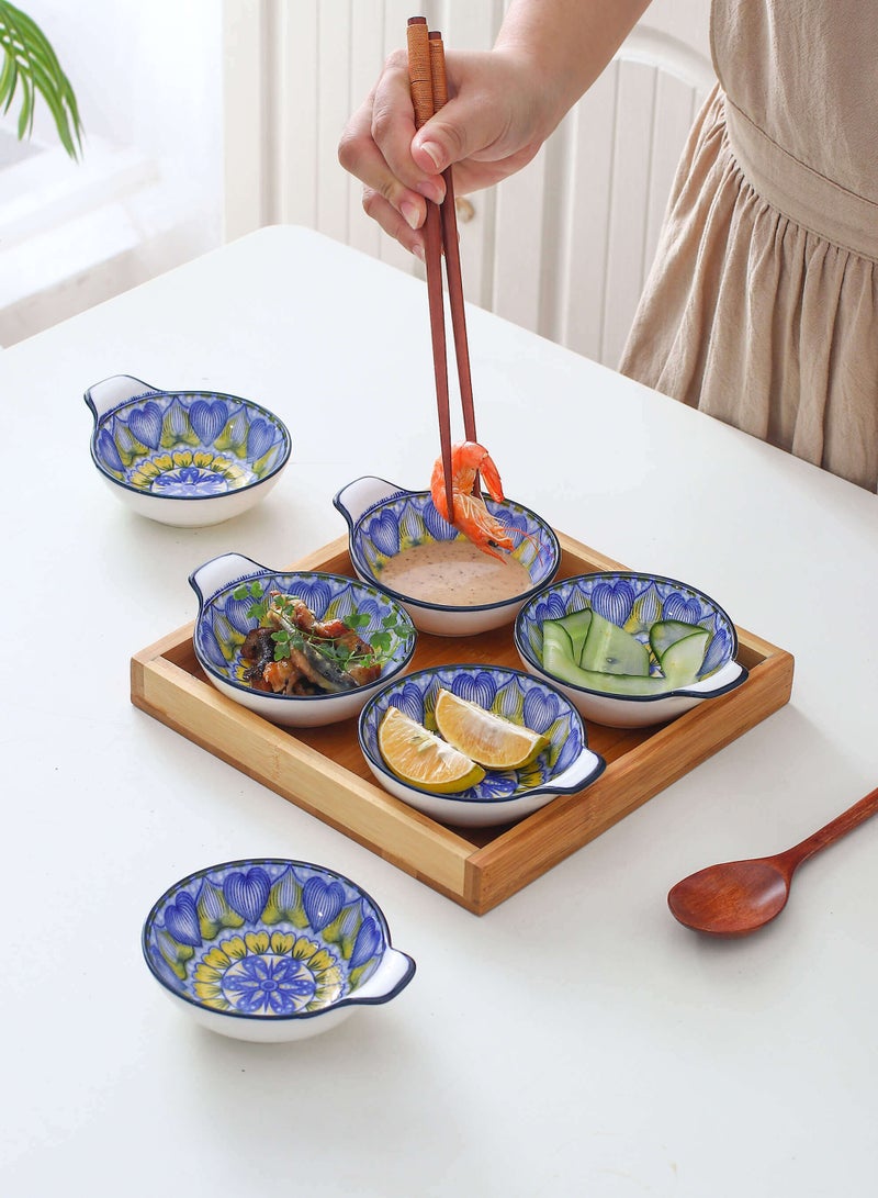 Shuer 6-Piece Hand-Painted Bowl With Handle 11.2x9.5x4cm  - Image 3
