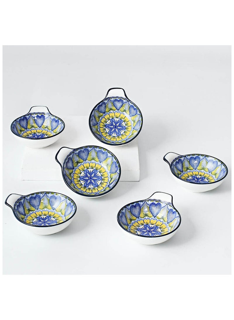 Shuer 6-Piece Hand-Painted Bowl With Handle 11.2x9.5x4cm  - Image 4